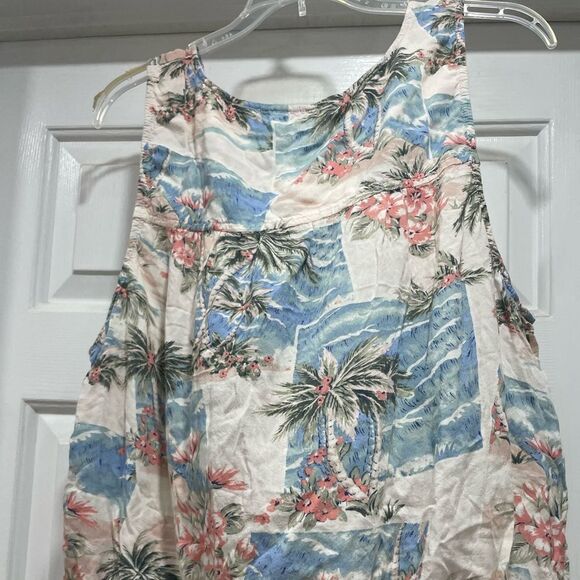 American Eagle XXL Crop top sleeveless front knot beach print palm tree print 2x - Picture 2 of 7